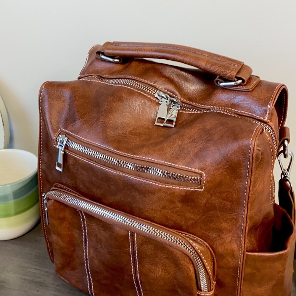 FLAW*Brand NEW Ty Convertible Backpack in CAMEL🤎